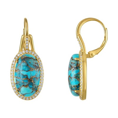Designs By Gioelli 14K Gold Over Sterling Silver Turquoise Drop Earrings