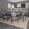 LeisureMod Dining Chair Upholstered in Leather/Velvet with Rubberwood Legs Opaline Series Set of 2 in Khaki - 3 of 4