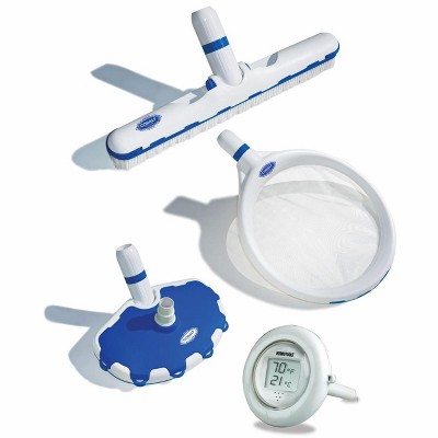 Swimline Hydrotools Cobalt Series Premium Cleaning Swimming Pool Maintenance Kit 4pc 20" - Blue/White