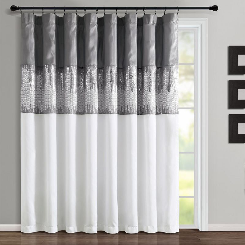 Home Boutique Night Sky Window Curtain Panel Gray/White Single 100x84, 1 of 2