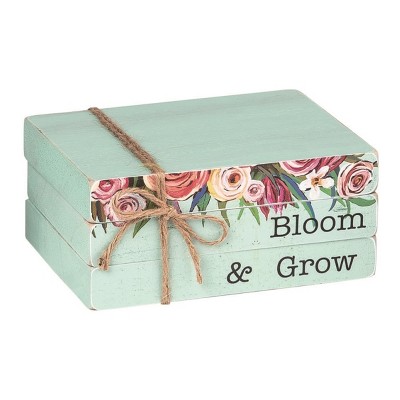 Transpac Wood 6.75" White Spring Bloom and Grow Book Stack