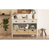 Vintage Console Table with 3 Drawers, 3 Water Hyacinth Woven Baskets,Wood Accent Table Buffet Cabinet Sideboard Storage Unit for Entryway Living Room - 2 of 4