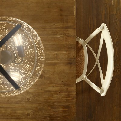 Industrial Black Iron and Seeded Glass 3-Light Ceiling Fixture