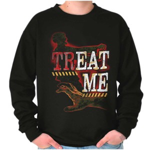 Funny Halloween Zombie Pun Treat Me Sweatshirt for Men or Women Brisco Brands - 1 of 4