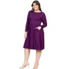 Plus Size Long Sleeve Fit and Flare Midi Dress - 24seven Comfort Apparel™ - 2 of 4