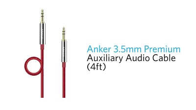 Anker Cable Audio Auxiliar 3.5 mm (1.2 m de largo, con Clavija Bañada en  Oro; para