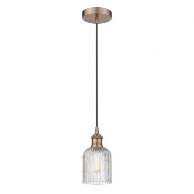 Bridal Veil - 1 Light Cord Hung Mini Pendant In Art Deco Style-9 Inches Tall and 5 Inches Wide