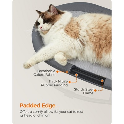 Gray Oval Elevated Cat Bed with Washable Mesh