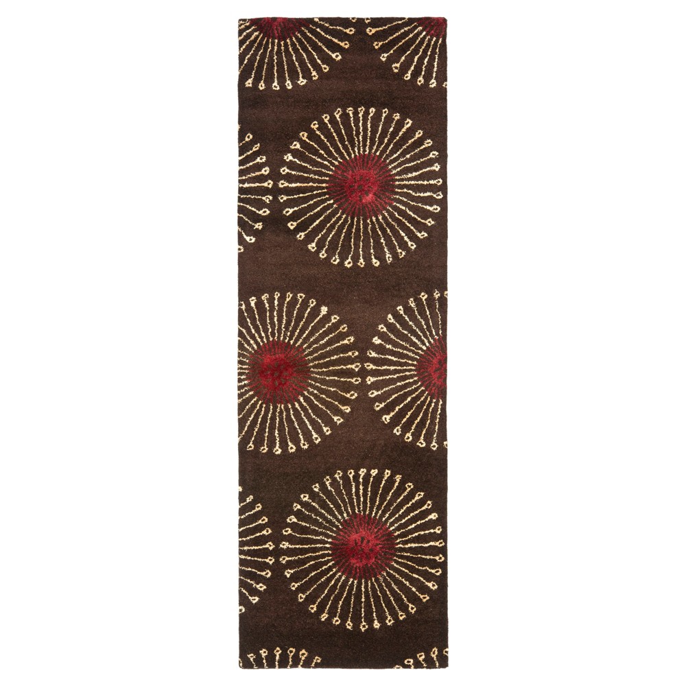 2'6inx8' Runner Coffee/Brown Botanical Tufted - Safavieh