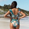 Women's Ruffled Lace Up One Piece Swimsuits - Cupshe - 3 of 4