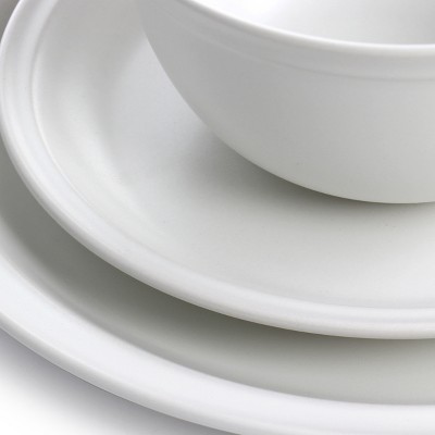 White Ceramic 12-Piece Round Dinnerware Set for 4