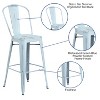 Emma and Oliver Commercial Grade 4 Pack 30" High Distressed Metal Indoor-Outdoor Barstool with Back - 4 of 4