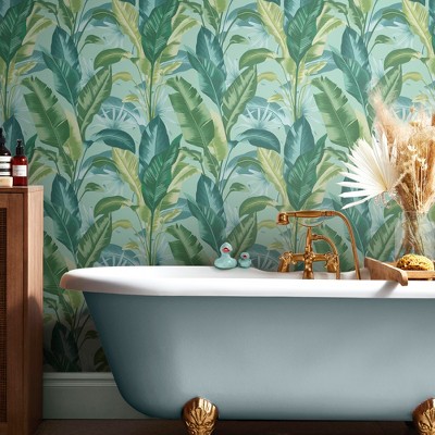 Twilight Tropical Leaf Removable Blue Wallpaper Roll