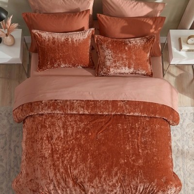 Regency Heights 9Pcs BIAB Velvet Bedding Set, Luxury Style Ultra Soft Plush Bedding with Matching Comforter and Sheet Set, Orange, Queen — фото 3