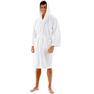 BC BARE COTTON Mens Hooded Robe Microfiber Plush Fleece Bathrobe - 1 of 4