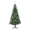 vidaXL Artificial Pre-lit Christmas Tree Green 82.7" PVC and Metal - 3 of 4