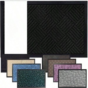 Waterproof All - Season WeatherMax Doormat Rubber Black Indoor Outdoor Door Mat Stain and Fade Resistant 23x35 - 1 of 4