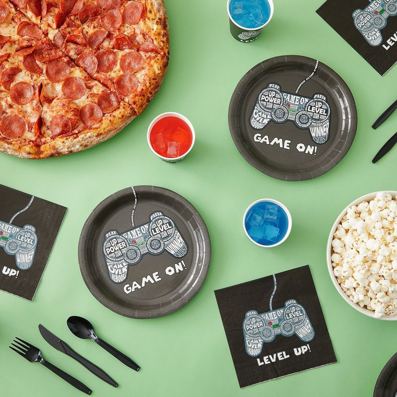 Juvale 144 Piece Video Game Birthday Party Supplies, Serves 24, Video Gamer Plates, Napkins, Cups, Cutlery, for Boys Gaming Party Decorations, 3 of 10
