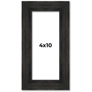 PosterPalooza | 4x10 Wide Barnwood Picture Frame, UV Acrylic, 6 Finishes - Grey, Brown, White, and Black - 1 of 4