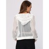 INSPIRE CHIC Women's Zip Up Long Sleeve Mesh Sheer Hoodie Bomber Jackets - 3 of 4