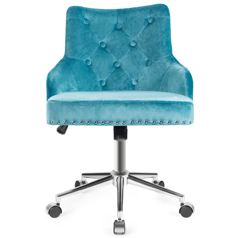 Tangkula Velvet Desk Chair Upholstered 360°Swivel Height Adjustable Rolling Office Chair for Office Bedroom Living Room, 4 of 7