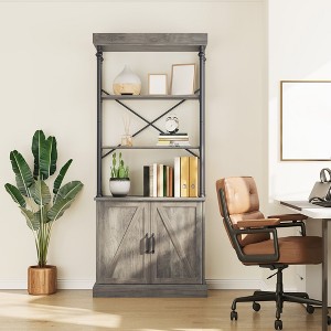 Bookshelf Modern Bookcase with Drawers Storage Rack Shelf Tall Standing Bookshelves Metal Frame Large Display Racks for Bedroom, Living Room - 1 of 4