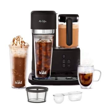 Mr. Coffee Frappe Single-Serve Iced and Hot Coffee Maker/Blender with 2 Reusable Tumblers and Coffee Filter  - Black
