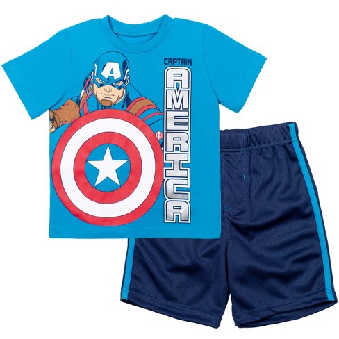 Marvel Avengers Captain America Shield Throw Short Sleeve Pjs Pyjama Set