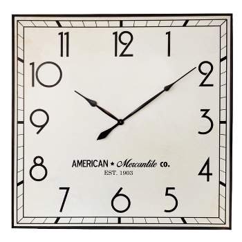 VIP Wood 43 in. White American Mercantile Square Frame Clock