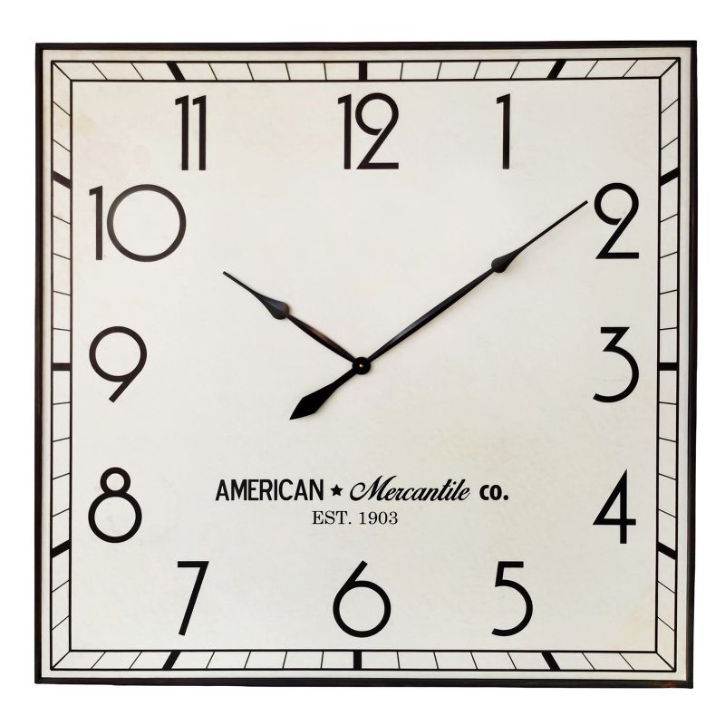 VIP Wood 43 in. White American Mercantile Square Frame Clock, 1 of 2