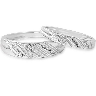 Pompeii3 1/4ct His & Hers Diamond Ring Set 10K White Gold