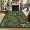 Washable Floral Animal Jungle Rug Non Slip Low Pile Rug Soft Throw Floor Cover Foldable Indoor Carpet for Living Room Bedroom Playroom Nursery - 2 of 4