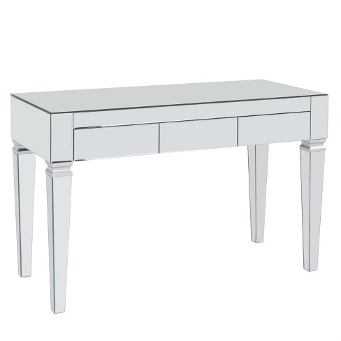 Darla Contemporary Mirrored Desk Matte Silver Aiden Lane Target