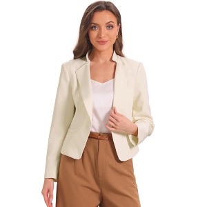 Allegra K Women's Business Long Sleeve Stand Collar Blazer - 1 of 4