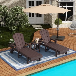 WestinTrends Malibu 3 Piece Adirondack Reclining Chaise Lounge With Arms & Wheels - 1 of 4