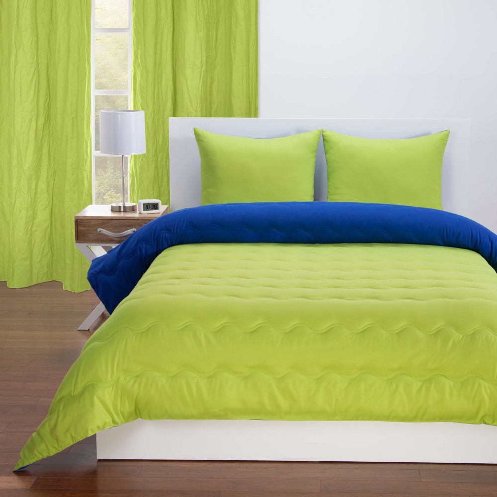 Photos - Bed Linen Full/Queen Reversible Kids' Comforter Set Cobalt/Lime Green - SIScovers