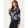 INSPIRE CHIC Women's Stand Collar Floral Prints Zip Up Lightweight Short Jacket - 2 of 4