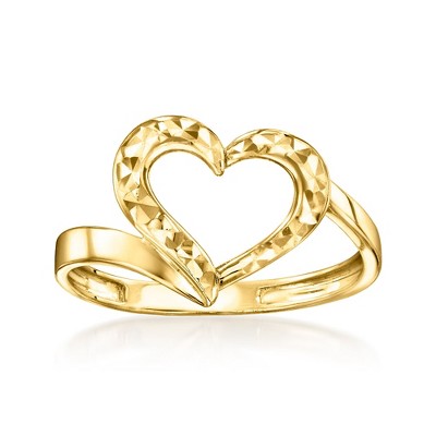 Ross-Simons 10kt Yellow Gold Diamond-Cut Heart Ring
