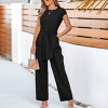 Women's Black Tie-Waist Wide-Leg Jumpsuit - Cupshe - 2 of 4
