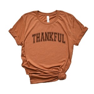 Simply Sage Market Women's Thankful Varsity Short Sleeve Graphic Tee - 1 of 4