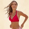 Women's Solid Red Halter Self Tie & Back Tie Bikini Top - Cupshe - 2 of 4