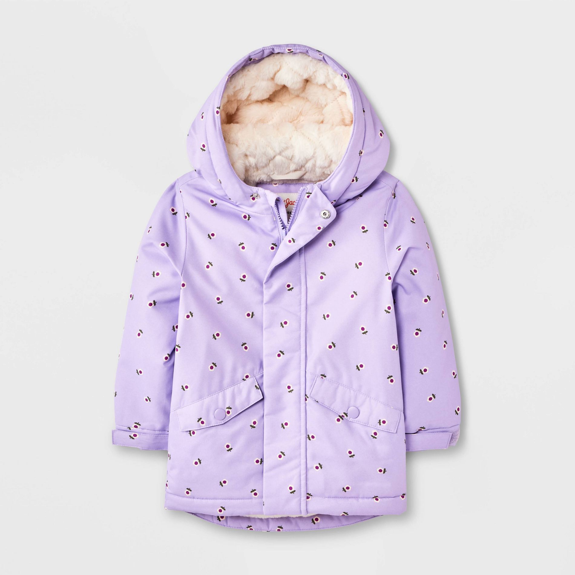 Toddler Girls' Hooded Floral Printed Parka Jacket - Cat & Jack™ Lavender