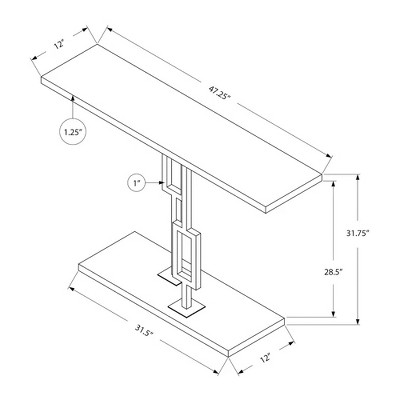 Glossy White Geometric Metal Base 47'' Console Table