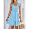 Womens Dress Summer Sleeveless Smocked Square Neck Backless Ruffle Midi Dress - 3 of 4
