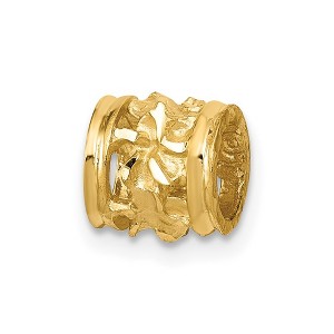 Black Bow Jewelry 14k Yellow Gold Diamond-Cut Mini Plumeria Barrel Chain Slide, 7mm - 1 of 4