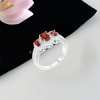 Slickblue 3-Stone Oval Cut CZ Engagement Ring for Women, Gold or Silver Finish, Clear or Garnet Stones, Sizes 5-10 - 2 of 3
