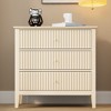 Heynemo Fluted 3 Drawer Dresser, Set of 1 with Ball Bearing Slide, Modern Nightstand Cabinet with Spacious Storage for Bedroom, Hallway, White - 2 of 4