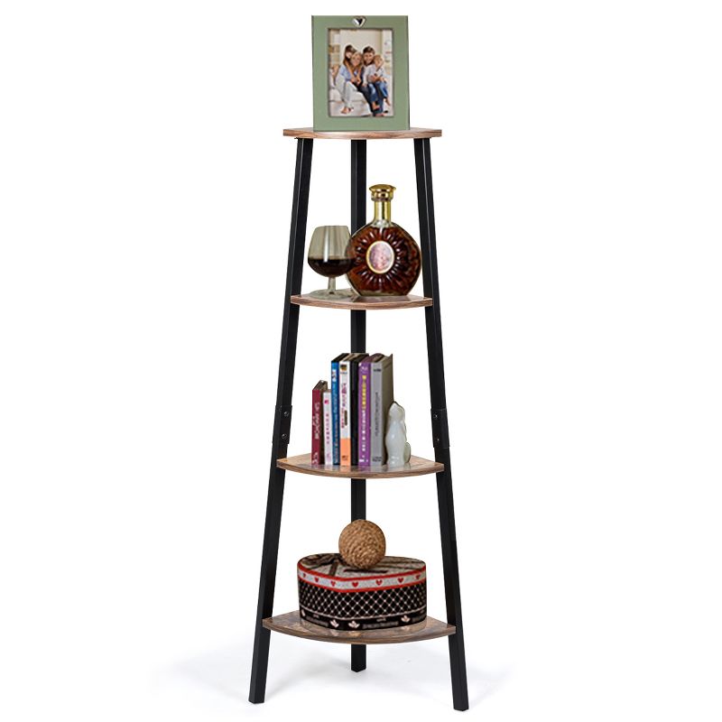 Tangkula 4-Tier Corner Ladder Shelf Industrial Metal Storage Rack Bookcase Display, 4 of 6