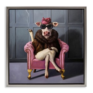 Stupell Industries Trendy Pink Glam Cow Floating Frame Canvas Art - 1 of 4