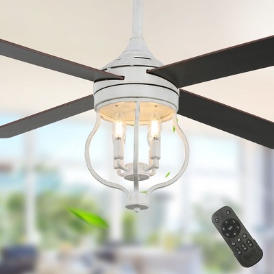 Bella Depot 52" Farmhouse Brown Wood Ceiling Fan 6-Speed Reversible Blades with Remote Control and Light Kit(Bulbs not Included)